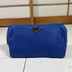 PRADA プラダ ポーチ カナパ 三角ロゴ デニム ゴールド金具 白タグのサムネイル