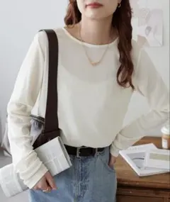 DISCOAT アイボリー 長袖Tシャツ　フロッキーメッシュロングスリーブ