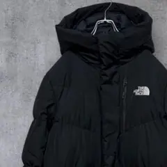ノースフェイス　ロングダウンコート　メンズ　Ｌ　ブラック　刺繡ロゴ　リブ袖
