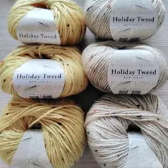 13 ユザワヤ　色番2、8 ホリデーツイード 6玉セット　ブラウン　メリノウール