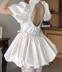 satin balloon peplum mini one-pieceのサムネイル