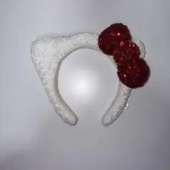 ハローキティカチューシャ ホワイト 赤スパンコール