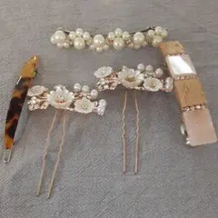 パールフラワーヘアアクセサリーセット