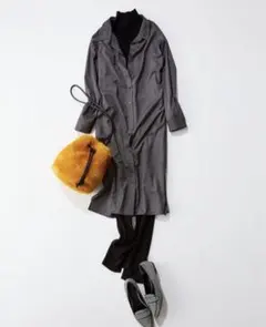 値下げ【超美品】プラステ　カーキ　シャツワンピース