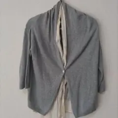 スタジオクリップ　グレー ニットカーディガン 前開き 7分袖