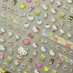 ネイルシール 5D立体 サンリオ ハローキティ ばつ丸 けろっぴ キキララ