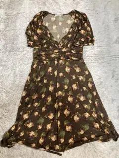 EGERIE PARIS 花柄ワンピース ブラウン フランス製 デパート購入