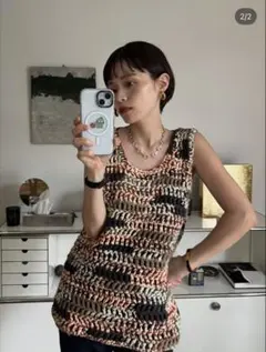 マルチカラーニットベスト