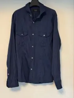 EPOCA UOMO 長袖　ストレッチ　リネンシャツ ネイビー ITL48のサムネイル