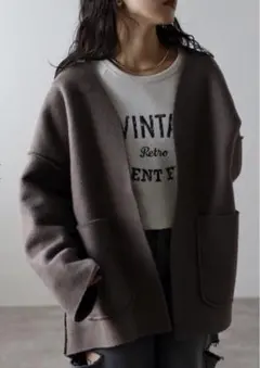 ボンジュールサガン　フェイクリングウールリバーシブルジャケット　アウター