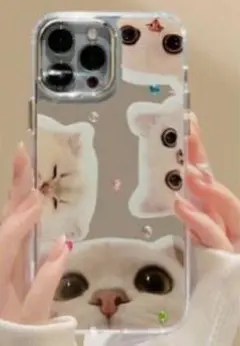 最終値下げ】【新品】iPhone14スマホケース 猫 白 匿名配送 シンプル