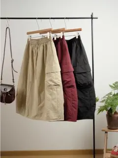 美品 暖かい 綿 ロングスカート カジュアル ゴム ウエスト 着痩せ 3色展開