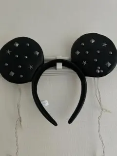ミッキー　スタッヅ付きカチューシャ 黒