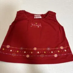 MILK HOUSE 赤 花柄刺繍 タンクトップ 100cm