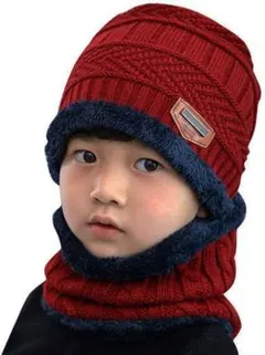 JNINTH 子供用 ニット帽 &ネックウォーマー 裏起毛　アウトドア 男女兼用