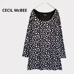 セシルマクビー ミニワンピース ドット柄 水玉模様 長袖 日本製
