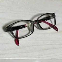 JINS エアフレーム グレーブラック赤 メガネ 奇抜なデザイン 度あり ジンズ