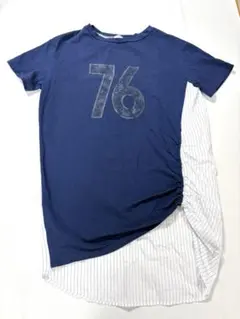 コムサフィユ　76 ナンバリング 半袖 Tシャツ ドッキングデザインのサムネイル