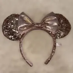 ディズニー カチューシャ ピンク ゴールド ミニー スパンコール