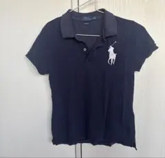 Ralph Lauren ラルフローレン 黒 ポロシャツ ピンクポニー刺繍 XS
