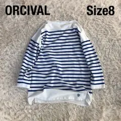 ORCIVALオーシバルボーダーカットソーバスクシャツ白×青サイズ8その④
