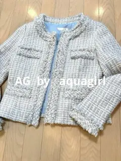 AG by aquagirl グレー系ツイードノーカラージャケット
