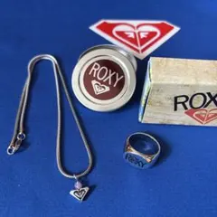 ROXY シルバー ネックレスとリングセット 選べるステッカー色