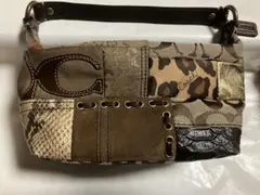 COACH コーチ アクセサリーポーチ ハンドバッグ パッチワークパイソン　レア
