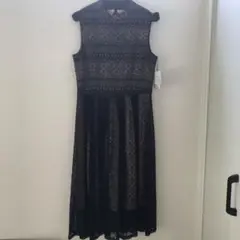 レース　ドレスワンピース　ミモレ丈　新品 ブラック レース 袖なし