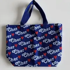 Cher ロゴ ハート柄 ランチトートバッグ ブルーのサムネイル