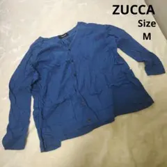 【人気☆ZUCCA】青　オシャレ　長袖カーディガン　サイズMのサムネイル