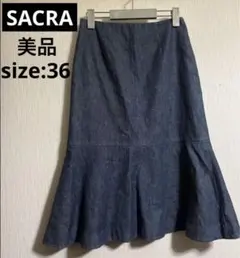 美品✨SACRAサクラ　日本製　MADE IN JAPAN デニムフレアスカートのサムネイル