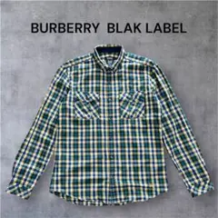 Burberry BLAK LABELチェック柄 長袖シャツ 青・黄・緑サイズ2