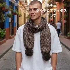 希少★グッチ＆アディダスコラボトレフォイル（三つ葉）ロゴマフラー