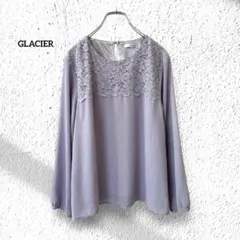 グラシア【M】長袖ブラウス レース 花柄 オフィス 切り替えトップス 上品