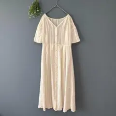 ディスコート［F］大人ナチュラル◎さらり薄手フレアスリーブロングシャツワンピース