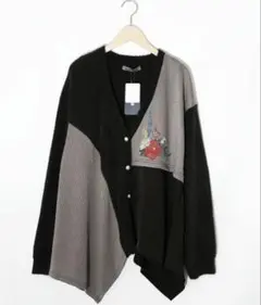 イズスカラー　isscolar553266：3素材ミックス花×蝶刺繍カーディガン