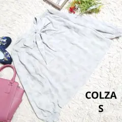 ✨美品✨♥COLZA♥シャツ/ブラウス（S）グレー/花柄/ベロア/ボータイ