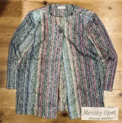 トップス 古着 90s Mersby Opal 総柄 カーディガン ブラウス