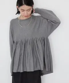 う*み様 アメリカンホリック　ティアードギャザーニットプルオーバー　グレー　F