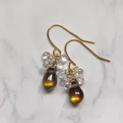 No.442 チェコ ドロップビーズのピアス ハンドメイド