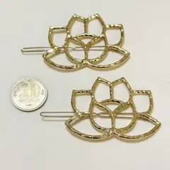 蓮の花 ヘアピン バレッタ ゴールド 2個