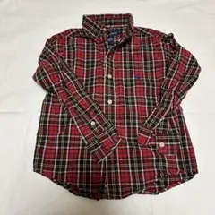 赤・チェック柄長袖シャツ