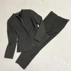 【美品】オリヒカ ライム パンツスーツ セットアップ ノーカラー L ブラック ORIHICA - オリヒカ レディース ビジネス パンツ スーツ