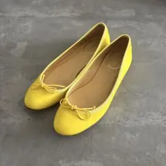 J&M DAVIDSON イエロー フラットシューズ リボン付き