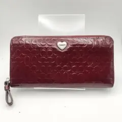 COACH 長財布 シグネチャー エナメル レッド - メルカリ