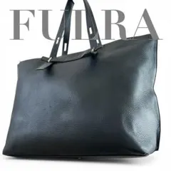 美品 フルラ ジョーヴェ トートバッグ A4 肩掛け レザー シボ革 ロゴ型押し