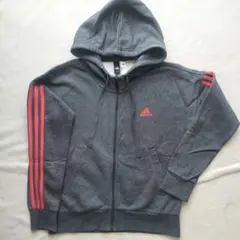 adidas ジップアップパーカー チャコール グレー L ジャージ パーカー