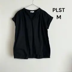 PLST プラステ 半袖 スキッパー ブラウス 無地　シンプル　黒 Mのサムネイル
