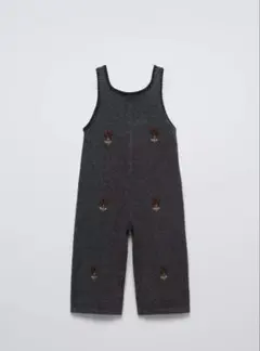 ZARA kids フラワーエンブロイダリーニット　オーバーオール